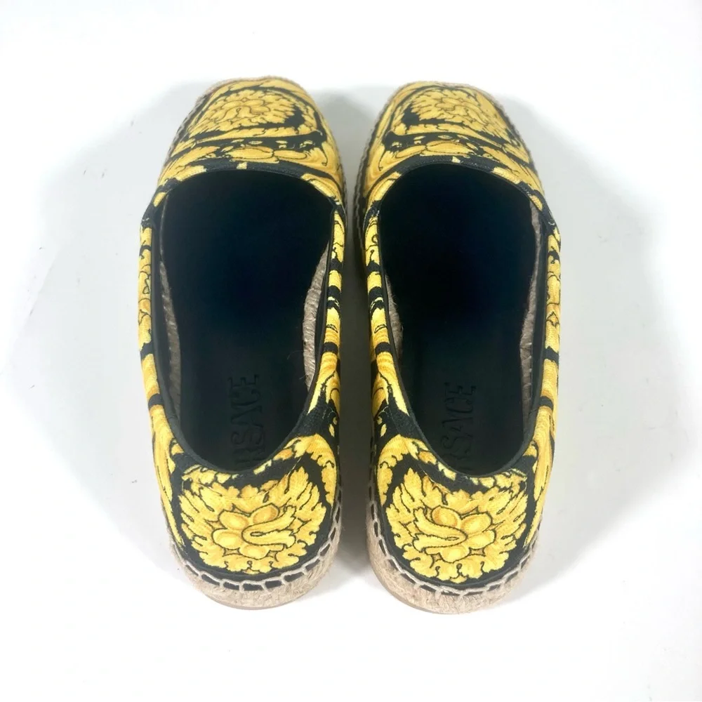 Versace Barocco Print Espadrille 37 EU Nero NEW